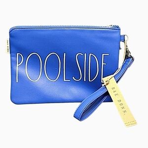 Rae Dunn Poolside. Blue Striped Wristlet 9" X 6"